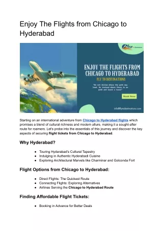 Enjoy The Flights from Chicago to Hyderabad