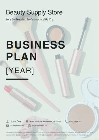 Beauty Supply Store Business Plan Example