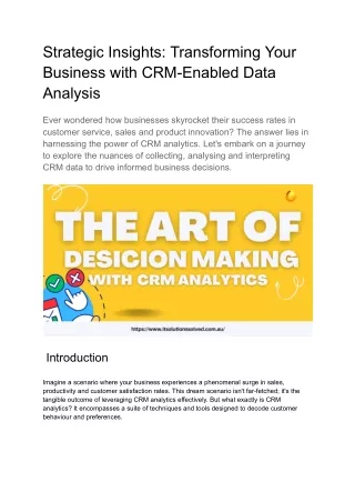 Transforming Your Business with CRM-Enabled Data Analysis