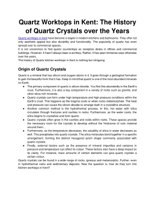 Quartz Worktops in Kent The History of Quartz Crystals over the Years