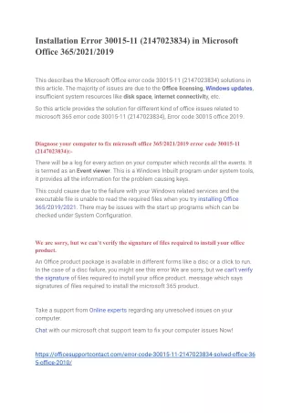 Installation Error 30015-11 (2147023834) in Microsoft Office 365_2021_2019