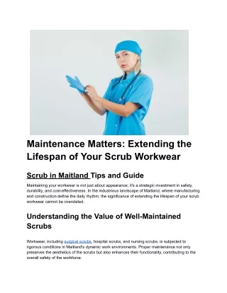 Maintenance Matters Extending the Lifespan of Your Scrub Workwear