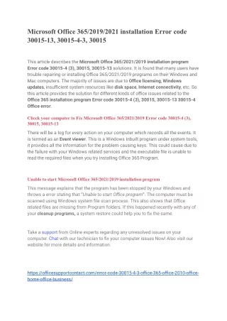 Microsoft Office 365_2019_2021 installation Error code 30015-13, 30015-4-3, 30015
