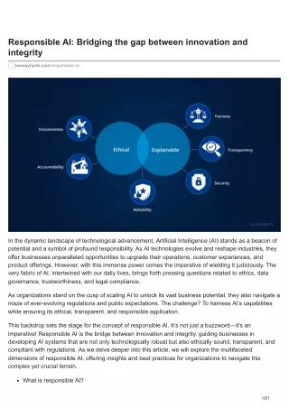 Responsible AI Bridging the gap between innovation and integrity