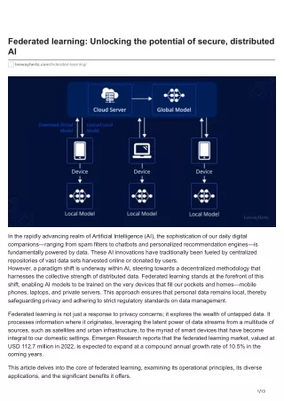 Federated learning Unlocking the potential of secure distributed AI