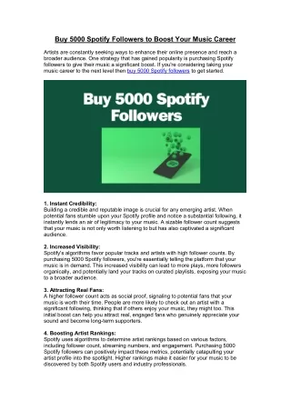 Buy 5000 Spotify Followers to Boost Your Music Career