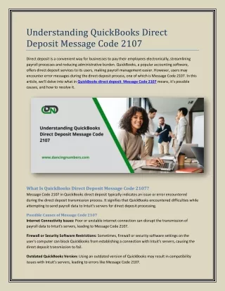 Understanding QuickBooks Direct Deposit Message Code 2107