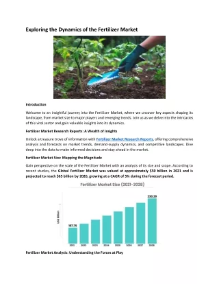 Exploring the Dynamics of the Fertilizer Market