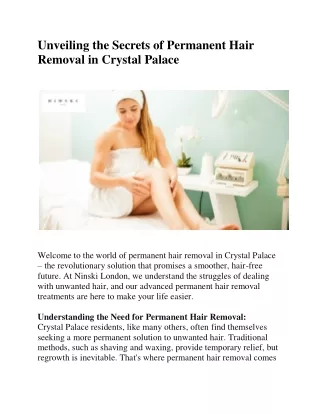 Unveiling the Secrets of Permanent Hair Removal in Crystal Palace