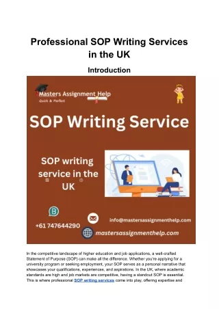 Professional SOP Writing Services in the UK