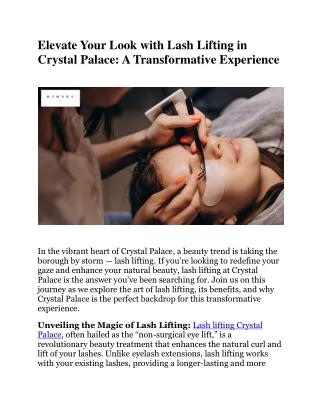 Elevate Your Look with Lash Lifting in Crystal Palace: A Transformative Experien