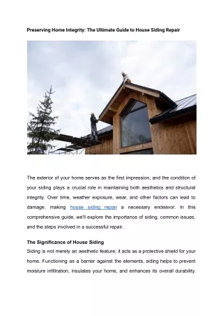 Preserving Home Integrity_ The Ultimate Guide to House Siding Repair