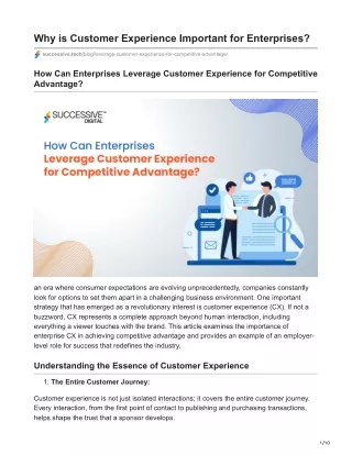 Leverage Customer Experience for Competitive Advantage?