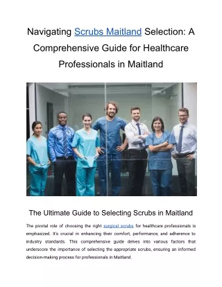 Navigating Scrubs Maitland Selection_ A Comprehensive Guide for Healthcare Professionals in Maitland