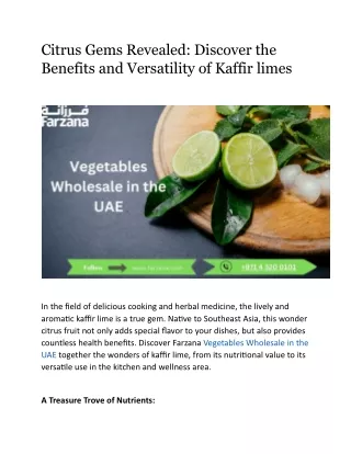 Citrus Gems Revealed Discover the Benefits and Versatility of Kaffir limes