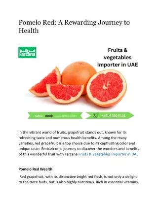 Pomelo Red A rewarding journey to Health