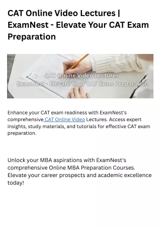 CAT Online Video Lectures | ExamNest - Elevate Your CAT Exam Preparation