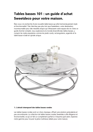 Tables basses 101 : un guide d'achat Sweetdeco pour votre maison.