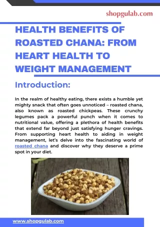 Health Benefits of Roasted Chana From Heart Health to Weight Management