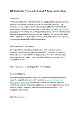 GST Registration Process in Hyderabad