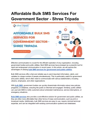 Affordable Bulk SMS Services For Govt - Shree Tripada