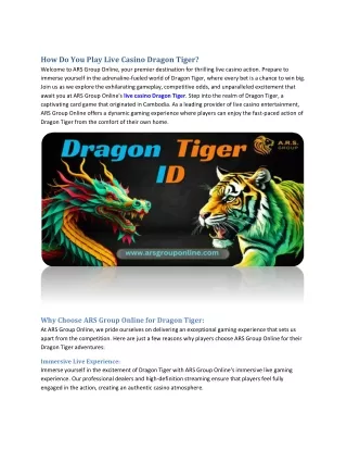 How Do You Play Live Casino Dragon Tiger