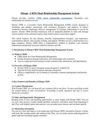 Elisops - CRM Client Relationship Management System