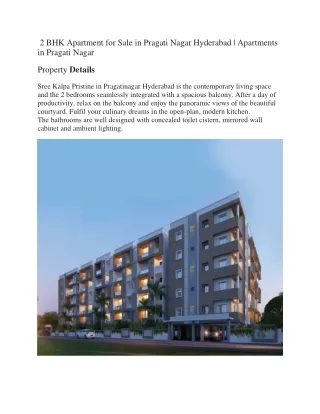 2 BHK Apartment for Sale in Pragati Nagar Hyderabad