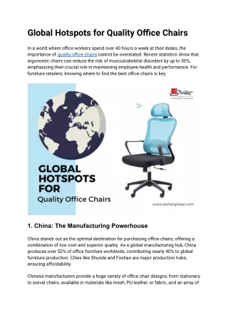 Global Hotspots for Quality Office Chairs