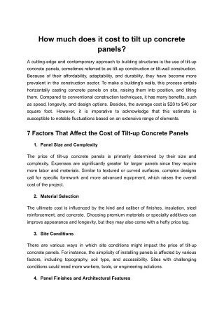 How much does it cost to tilt-up concrete panels_