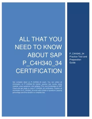 All that you need to know about SAP P_C4H340_34 Certification