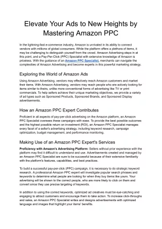 Elevate Your Ads to New Heights by Mastering Amazon PPC - Google Docs