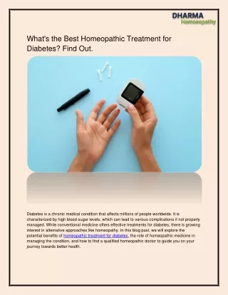 What's the Best Homeopathic Treatment for Diabetes? Find Out.