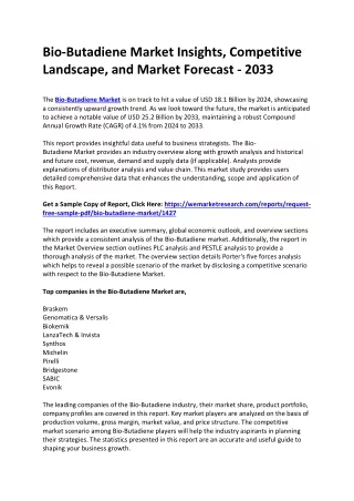 Bio-Butadiene Market Insights, Competitive Landscape