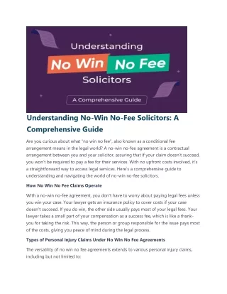 Understanding No-Win No-Fee Solicitors A Comprehensive Guide