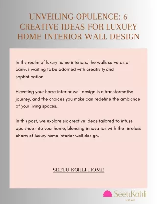6 Creative Ideas for Luxury Home Interior Wall Design