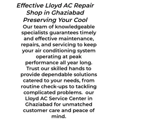 Reliable Solutions for Your Cooling Needs Lloyd AC Service Centre in Ghaziabad