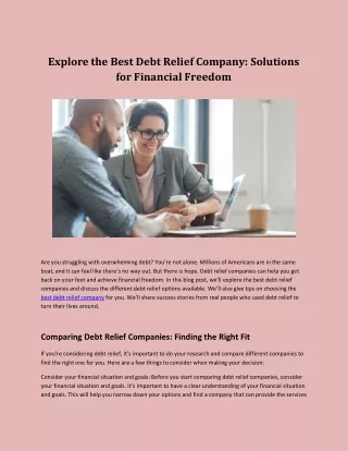 Explore the Best Debt Relief Company Solutions for Financial Freedom