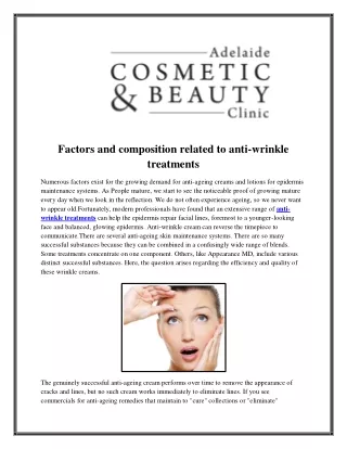 Factors and composition related to anti-wrinkle treatments