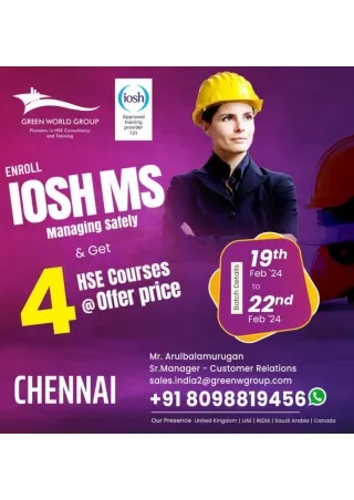 Prioritize the safety and well-being - IOSH Course  In Chennai