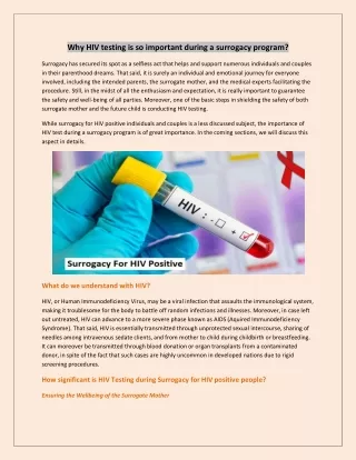 Why HIV testing is so important during a surrogacy program