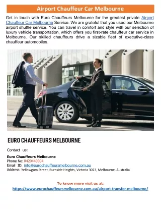 Airport Chauffeur Car Melbourne