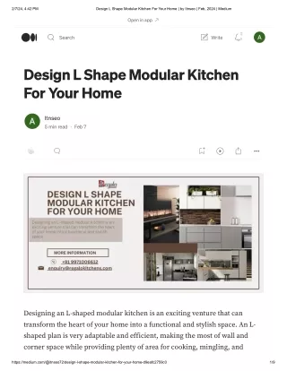Design L Shape Modular Kitchen For Your Home