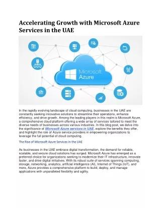 Accelerating Growth with Microsoft Azure Services in the UAE