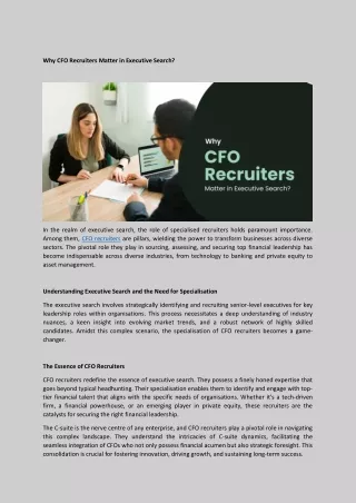 Why CFO Recruiters Matter in Executive Search - Leathwaite