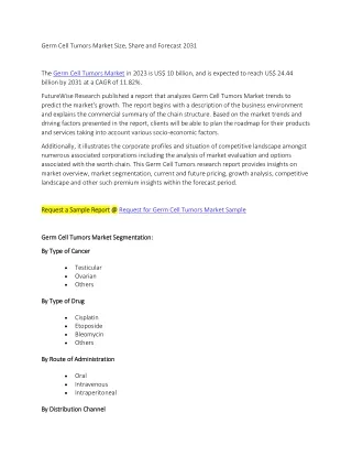 Germ Cell Tumors Market Size, Share and Forecast 2031