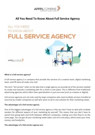 All You Need To Know About Full Service Agency