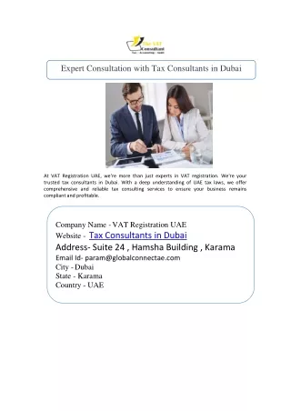 Tax Consultants in Dubai