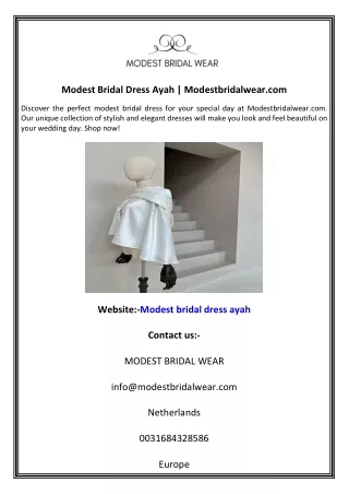 Modest Bridal Dress Ayah  Modestbridalwear.com