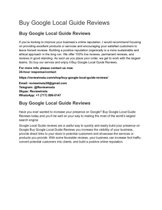 Buy Google Local Guide Reviews